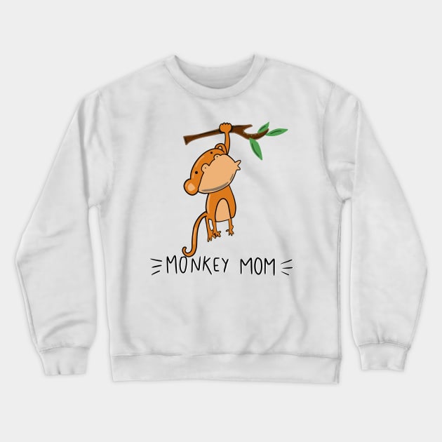 Monkey Mom Cute Monkey Playing Cartoon Crewneck Sweatshirt by PhantomDesign